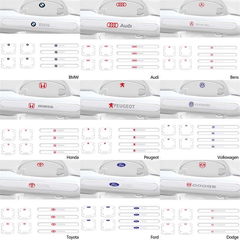 Bộ 8 miếng dán bảo vệ chống trầy xước dành cho tay nắm cửa ô tô