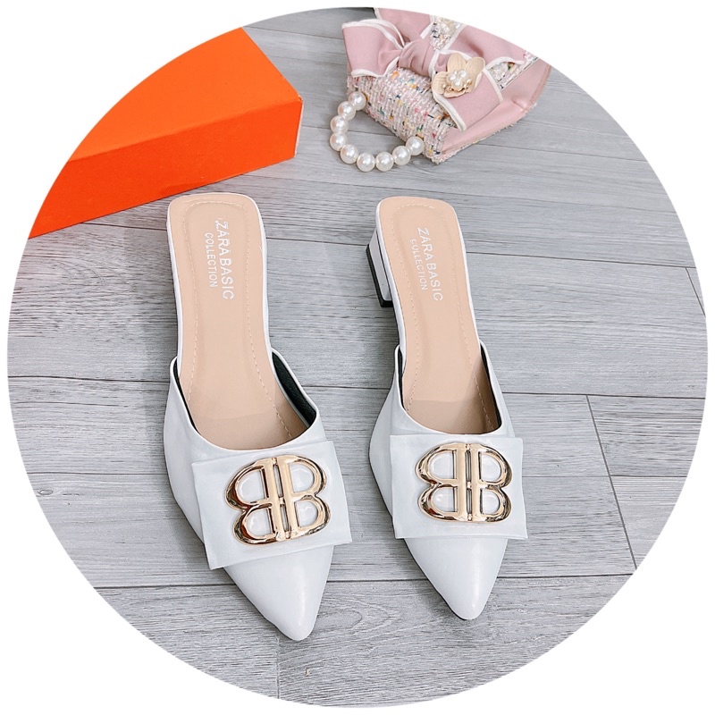 Sục nữ cao gót 4cm gót vuông da mềm chuẩn size tag BB