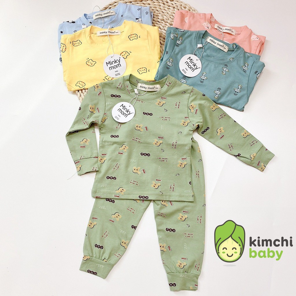 Bộ Dài Tay Cotton 100% Minky Mom Họa Tiết Động Vật Vịt Gà Dễ Thương Cho Bé MKM18