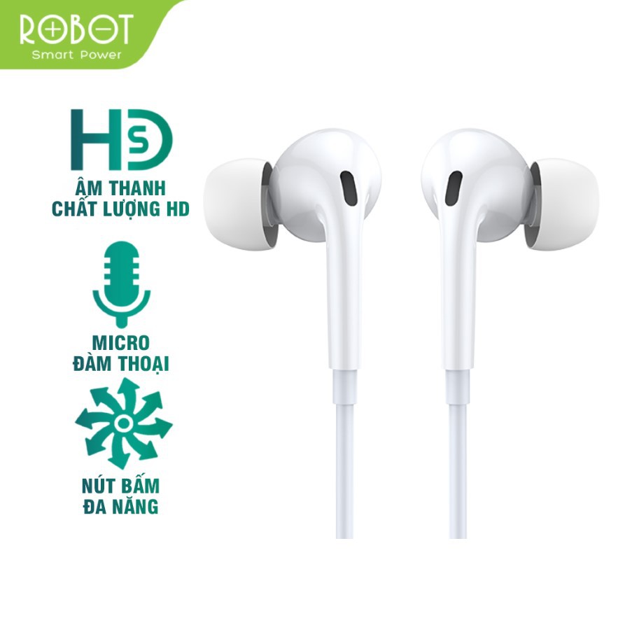 Tai Nghe Nhét Tai ROBOT RE502 Nghe Nhạc Đàm Thoại - Cổng Kết Nối 3.5mm - Âm Bass Mạnh Mẽ - BẢO HÀNH 12 THÁNG