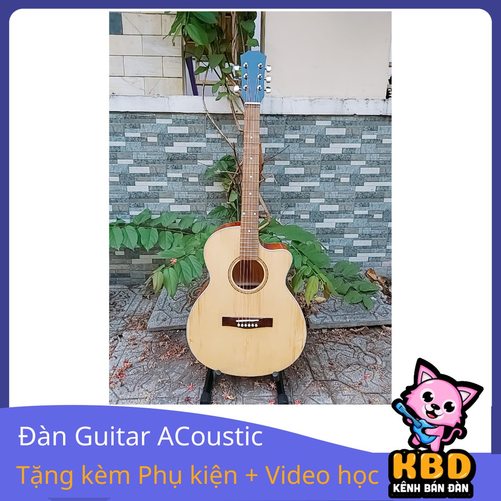 Đàn Guitar Acoustic có ty, Đàn guitar Aucostic lắp EQ tắng âm nối loa - TẶNG kèm bao đàn, Phụ kiện