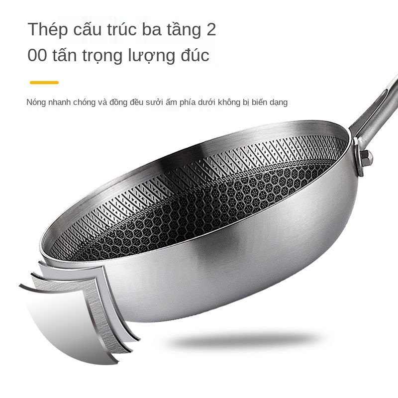 Chảo inox 316 mới chống dính thực phẩm gia dụng chiên không tráng trứng mini