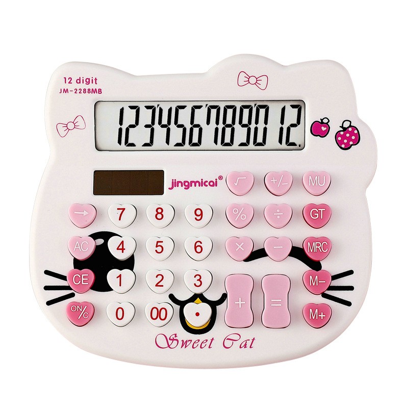 Máy Tính Hình Mèo Hello Kitty Có Pin Siêu Dễ Thương Kute Sử Dụng Pin Và Năng Lượng Mặt Trời