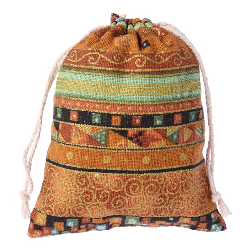 Túi Dây Rút Vải Lanh Cotton Đựng Trang Sức Hình Ai Cập