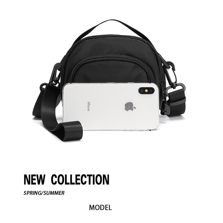 Túi Nam Đeo Chéo Mini Nhỏ Gọn LEO SHOP Màu Đen KT 16x13x6 Cm Vải Oxford Cao Cấp Trượt Nước T12