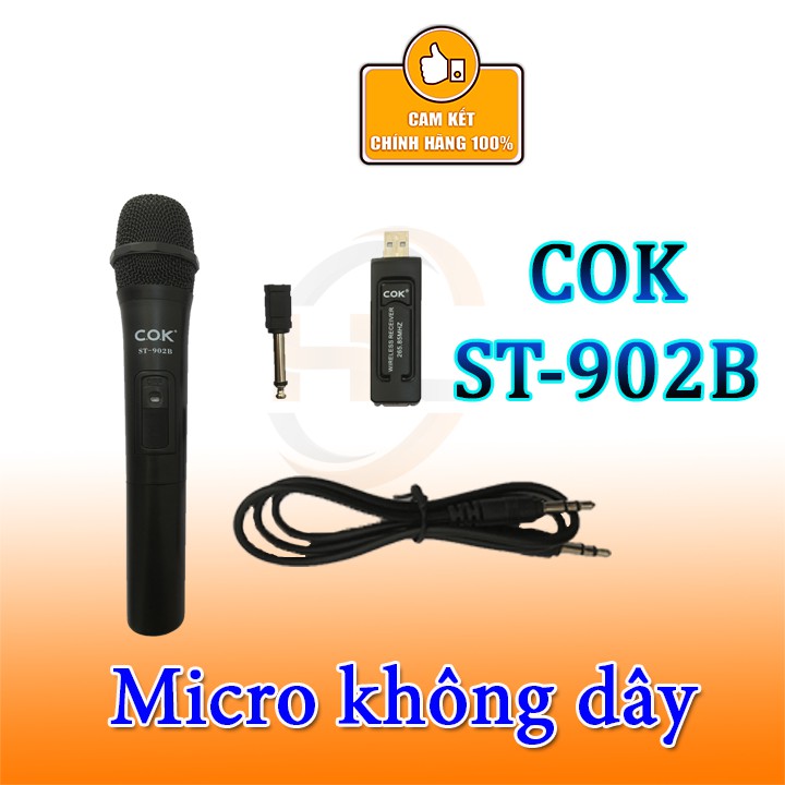 Micro Không Dây COK ST-902B âm thanh tốt, dùng cho amply, các loại loa kéo