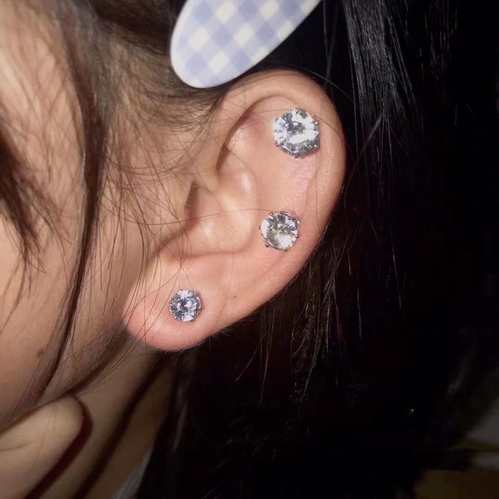 Bông tai khuyên tai nam châm đính đá không cần bấm lỗ dành cho nam nữ