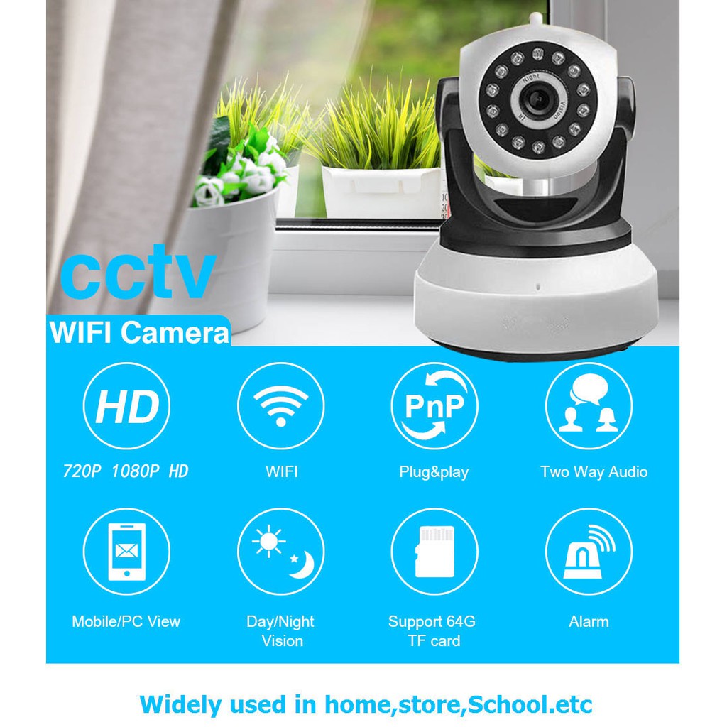 Camera an ninh CAMHI xoay 360 độ kết nối wifi có thể điều khiển từ xa hỗ trợ CCTV chất lượng cao