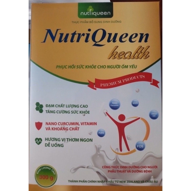 Sữa Bột Nghệ NUTRIQUEEN Health ( hộp 300 gam)  NLNK Châu Âu - Phục hồi sức khỏe cho người ốm yếu