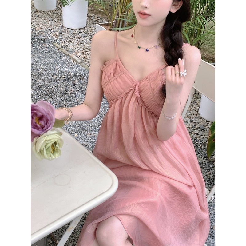 Sẵn | Váy dây mùa hè lãng mạn gợi cảm mùa hè Rose