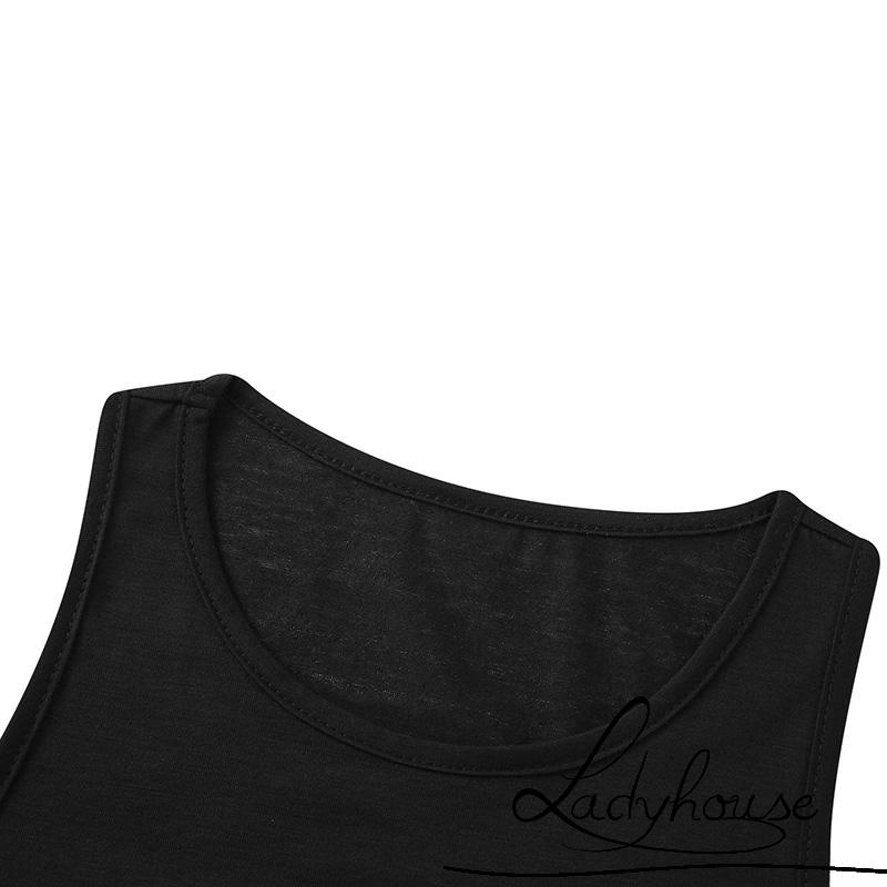 LD-Women Crop Tops, Sleeveless Butterfly Pattern Printed Round Neck Summer Vest Camisole for Female