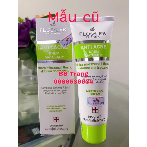 [TEM CHÍNH HÃNG] Floslek Pharma Kem Kiểm Soát Dầu Và Điều Tiết Nhờn Mattifying Cream 50ml dưỡng kiềm dầu floslek