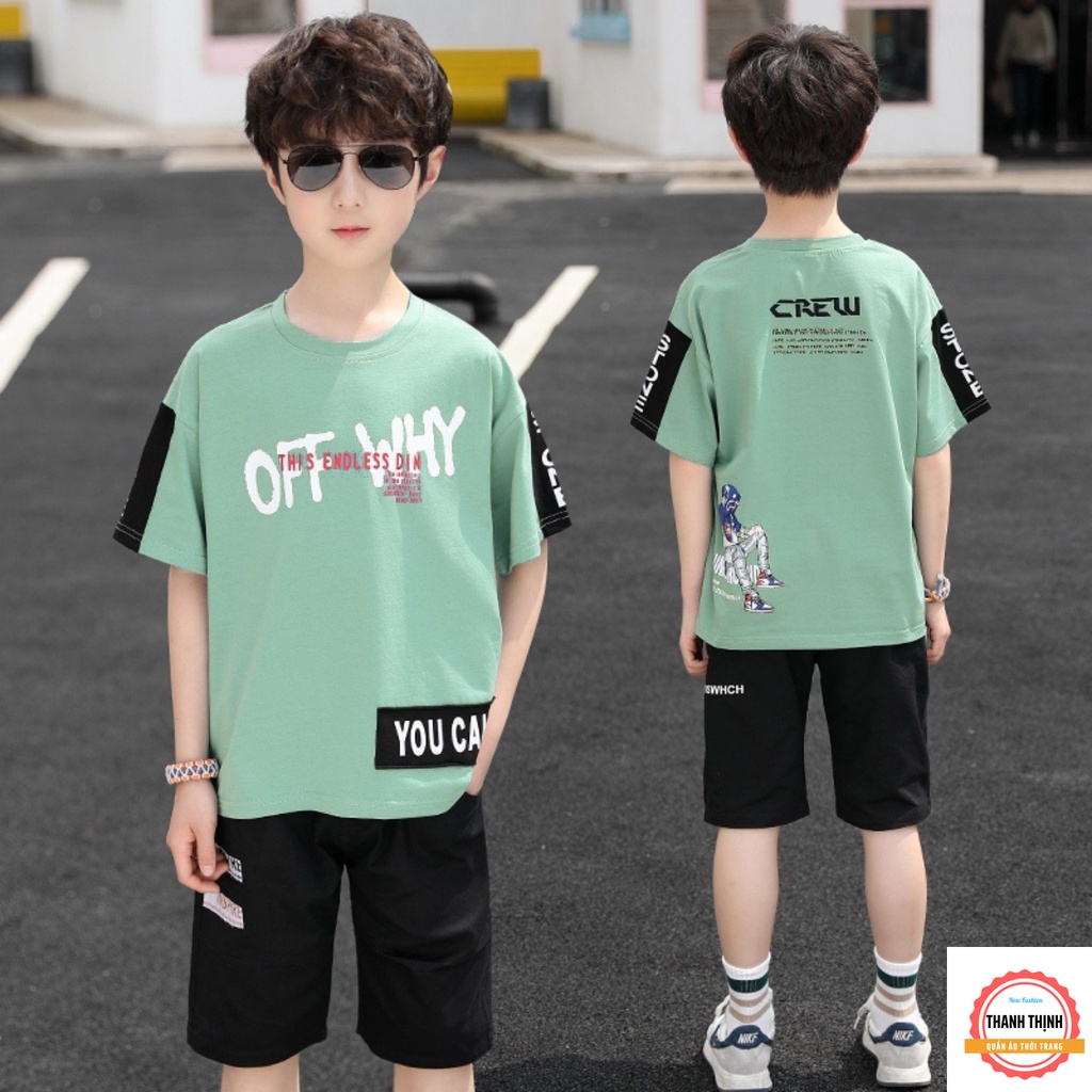 Set Bộ Quần áo Cho Bé Trai Mùa Hè THANH THỊNH 18-45kg mẫu "OFF WHY". Thiết kế cá tính. Đương may kỹ.