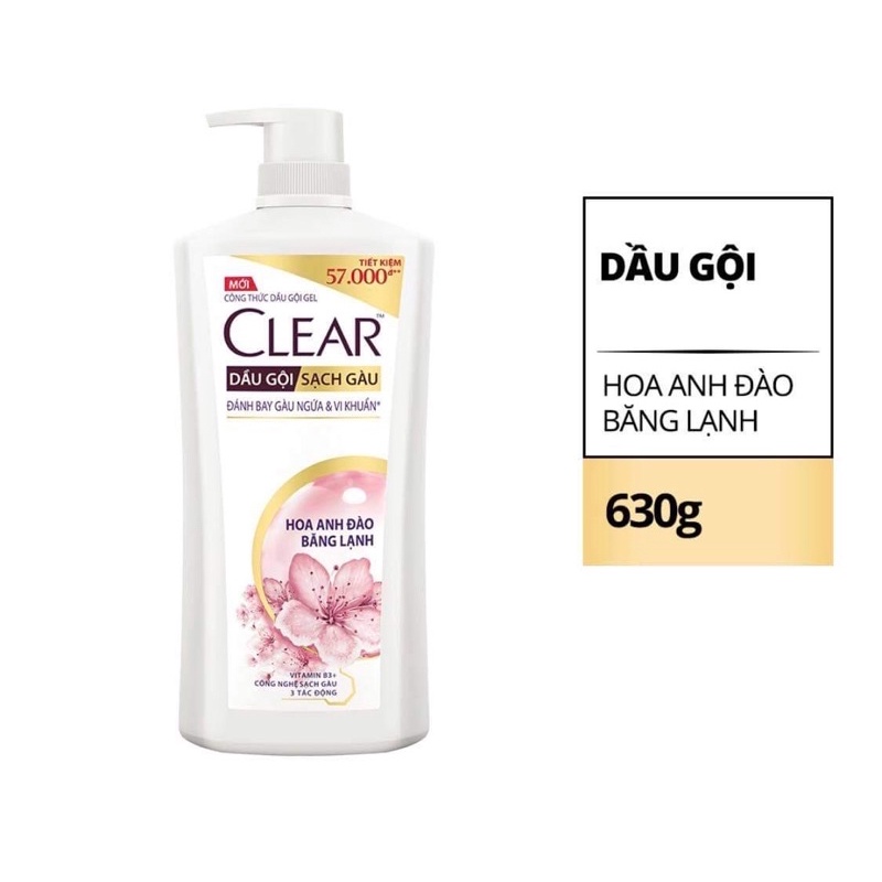 Dầu gội đầu clear sạch gàu ngứa và vi khuẩn suốt 24 Giờ 630g