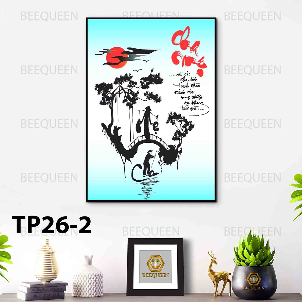 Tranh Thư Pháp Chữ Cha Mẹ Tuyệt Đẹp Treo Tường