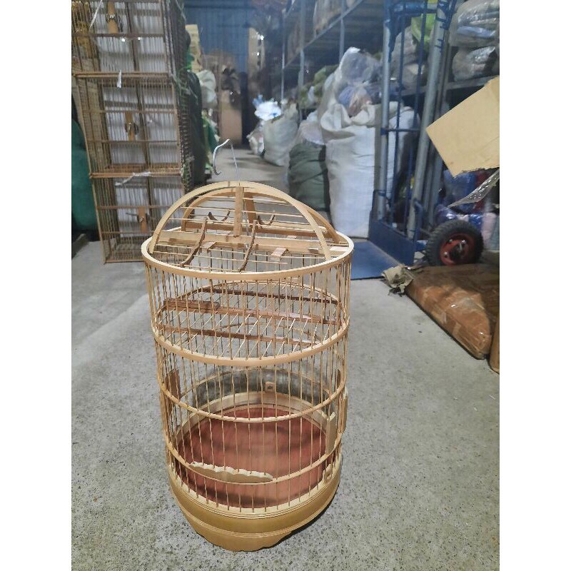 Lồng bẫy trúc tròn đầu bằng vừa bẫy vừa nuôi gài chốt dây chất liệu trúc mài mịn