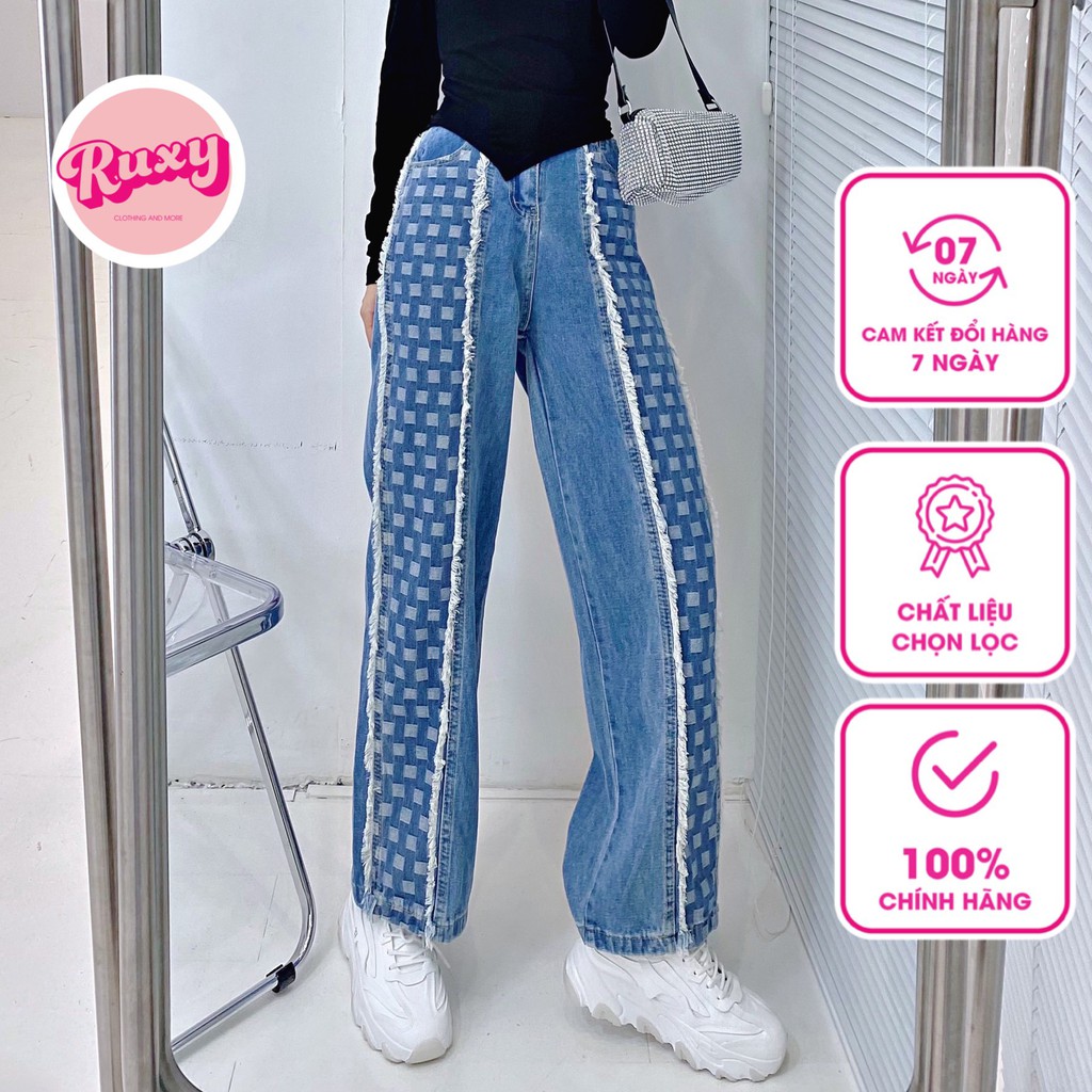 Quần Jean Nữ Ruxy Dáng Suông Đáp Tua Rua