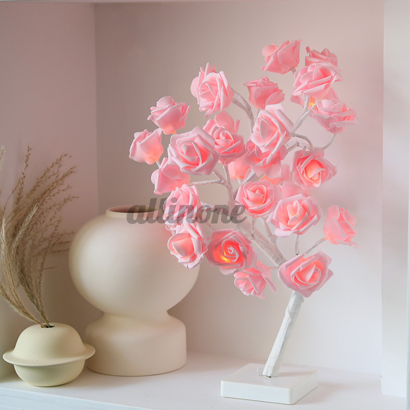 Battery Powered USB LED Rose Flower Fairy Tree Light Home Party Decoration Lamp