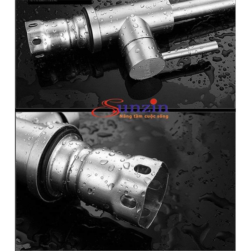 Vòi rửa chén cắm chậu nóng lạnh cần mềm Sunzin, chất liệu inox 304