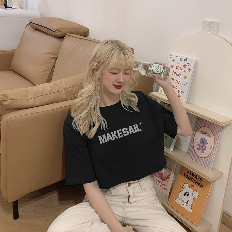 Áo Thun Lửng Tay Ngắn Dáng Rộng Phong Cách Hàn Quốc Thời Trang Mùa Hè 2022 Mới