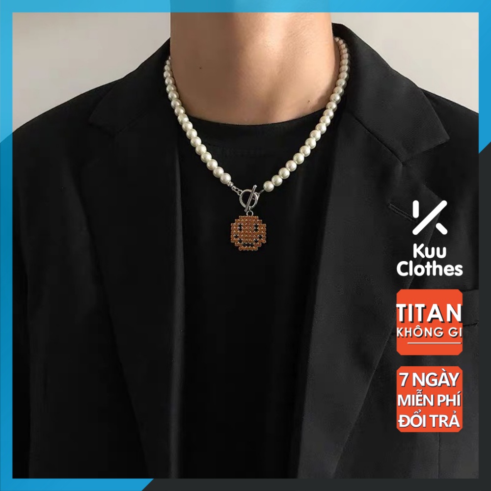 Dây Chuyền Nam Unisex SMILE Đính Hiphop Thời Trang Kuu Clothes Ngầu Chất Đẹp - Vòng Cổ Titan - SMILE Chains