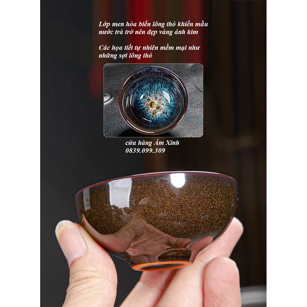 Bộ ấm chén pha trà đạo men thiên mục Lông thỏ