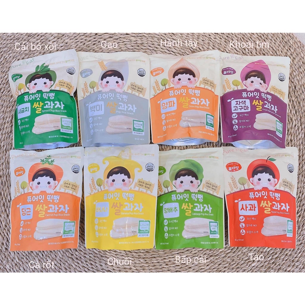 Bánh gạo hữu cơ  Naebro Pure Eat cho bé 6M, gói 30g (dẹp) (date t8/2023)