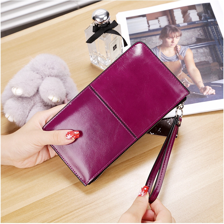 VERSDO  Women Forever Young Splicing Leather PU Wallets Long Zipper Clutch Long Purse