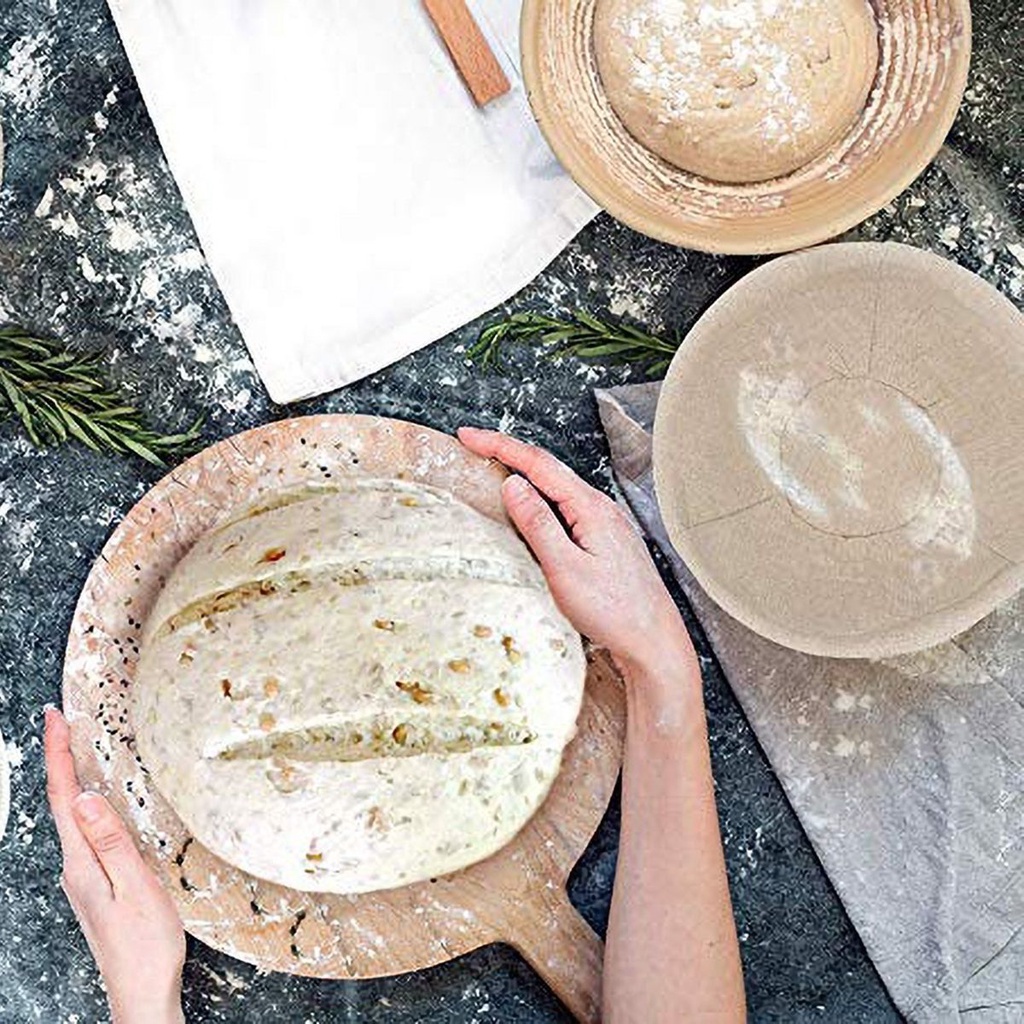 Giỏ mây đan có lót thủ công chuyên làm cho lên men và kiểm tra số lượng bánh mì có 5 kích cỡ lựa chọn