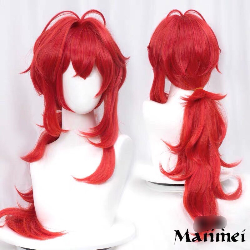 Tóc giả cosplay Diluc Genshin impact