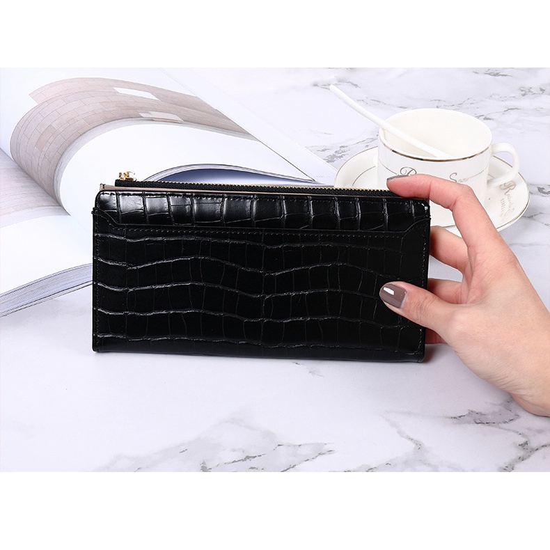 Ví Dài JASMIN NOIR họa tiết da cá sấu đơn giản thời trang cho nữ
