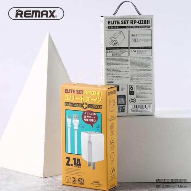 Bộ Cốc sạc và Cáp sạc Remax Elite Set RP-U28II 2.1A-3 chân sạc/Micro-USB/Type-C (Trắng)