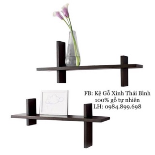 Bộ 2 kệ gỗ treo tường hình dấu thăng (B2KGTTHDT)