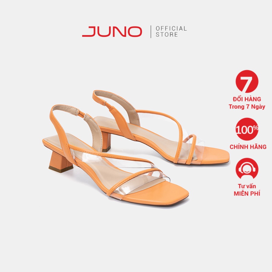 Giày Sandal Nữ 5cm JUNO Phối Pvc Trong Quai Bất Đối Xứng SD05079