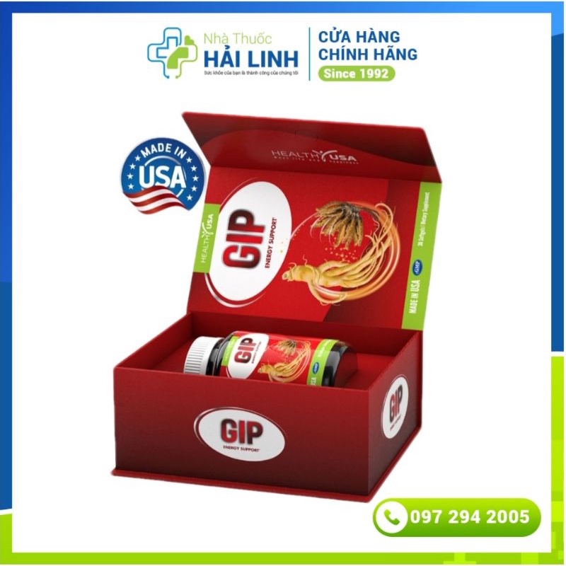 Viên uống Tăng đề kháng Gip Health Usa sâm, đông trùng ⚡ Nhập khẩu Mỹ ⚡ Hộp 30 viên Bồi bổ, Tăng cường sinh lực