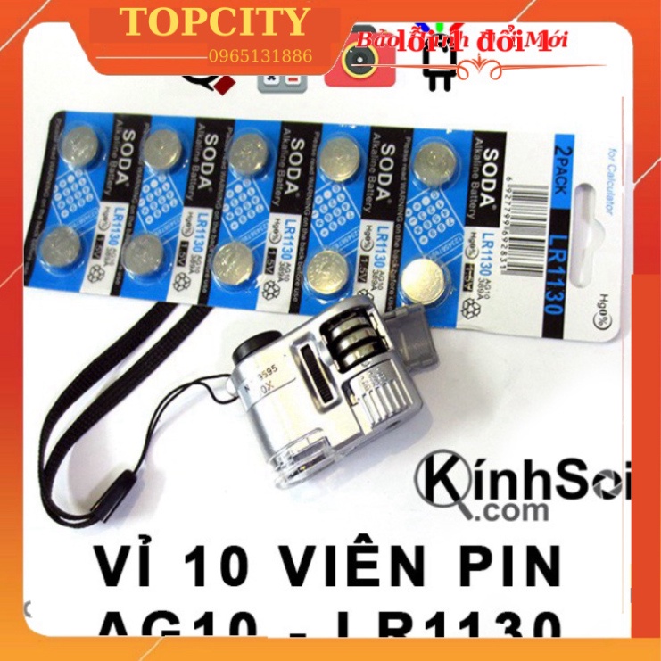 Vỉ 10 viên pin cúc áo LR1130 AG10 dành cho các loại kinh soi