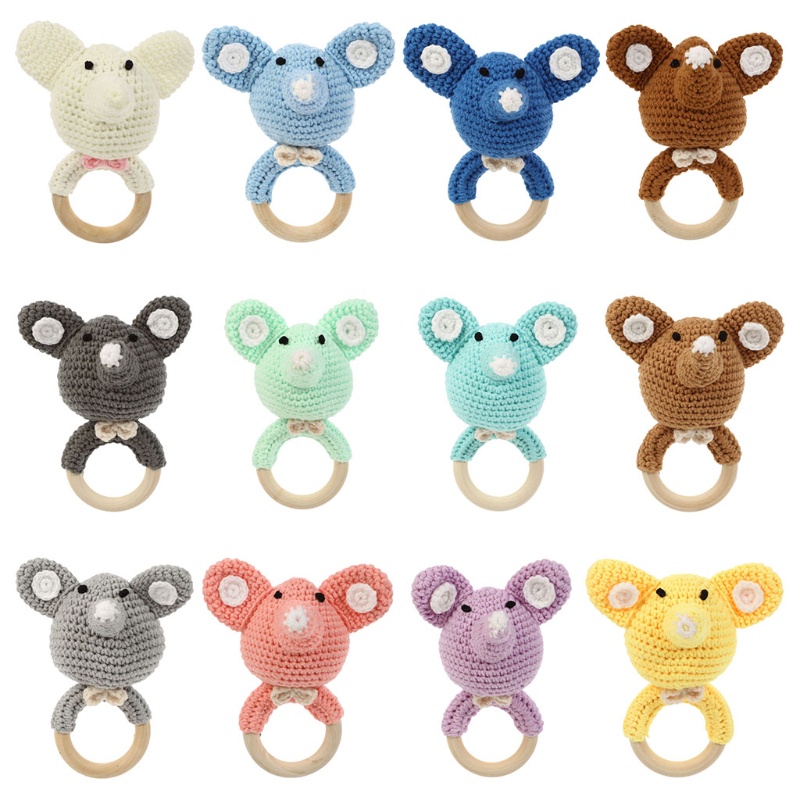 Đồ Chơi Vòng Lục Lạc Đan Móc Hình Chú Voi Hoạt Hình Cho Bé Sơ Sinh Mọc Răng