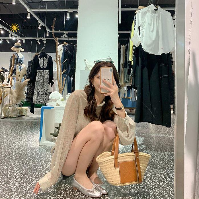 Giày Búp Bê Đế Mềm Mũi Tròn Đính Nơ Thời Trang 2021 Cho Nữ