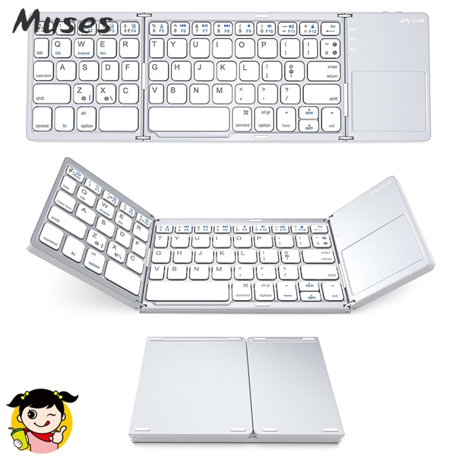 Muse07 Bàn phím 3-Fold- Keyboard Ultra Thin Light ABS Mini Wireless Bluetooth Mini Folding Keyboard Touchpad Windows Android multi-function keys