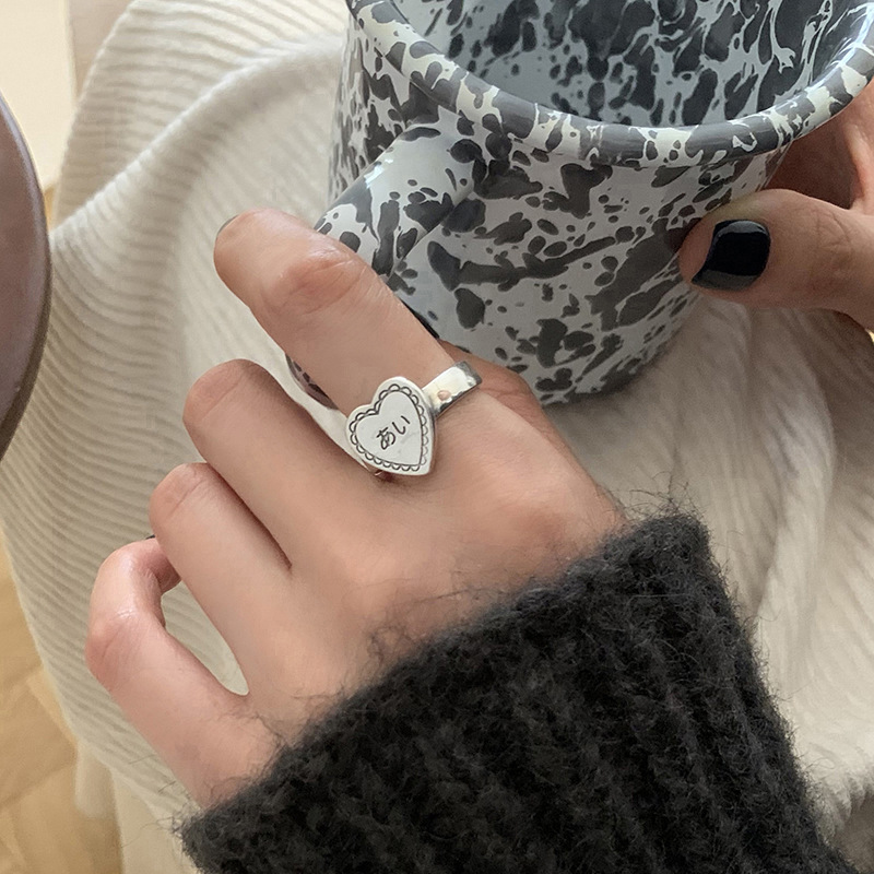 Nhẫn hở hình trái tim phong cách hip hop thời trang cho nữ thích hợp làm quà tặng cho ngày Valentine