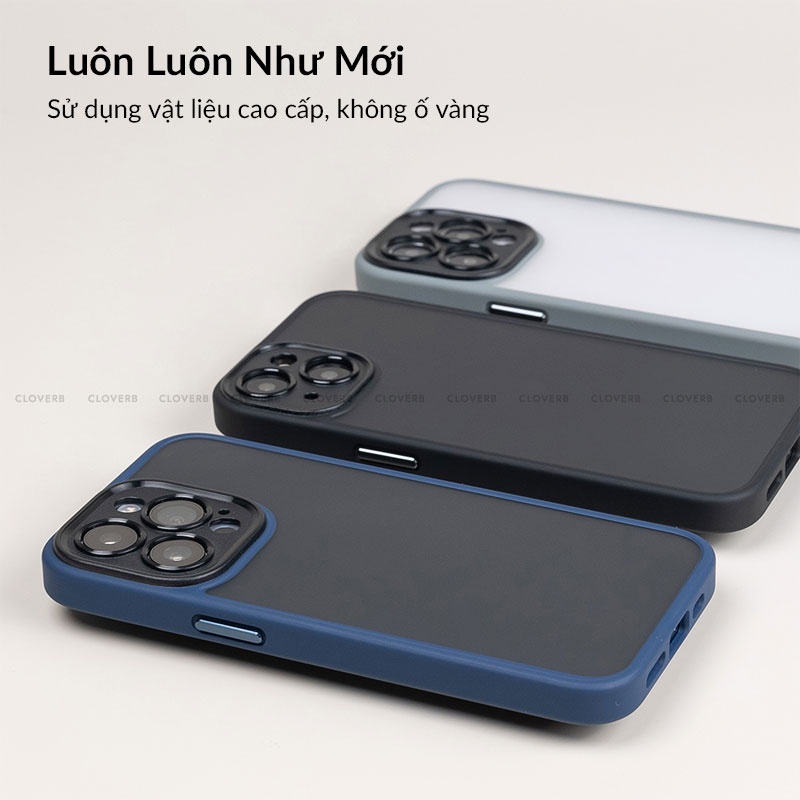 Ốp Lưng Nhám LIKGUS Viền Màu Chống Sốc Chống Vân Tay Nút Bấm Kim Loại Bảo Vệ Camera Cho iP 13 14 Pro Max Cloverb