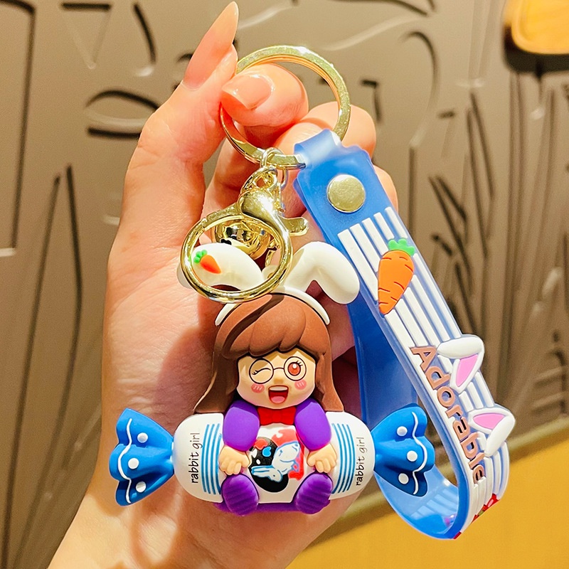 Móc Khóa Hình Thỏ Trắng Hoạt Hình Dễ Thương