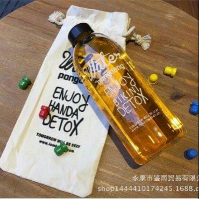 Bình nước Detox 1000ml có túi vải