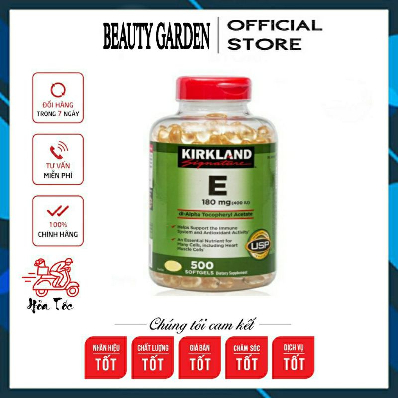 Vitamin E 400 IU 500 Viên Kirkland Của Mỹ 🍀Đẹp Da, Làm Chậm Lão Hóa  [ Uy Tín+Chính Hãng+Date mới]