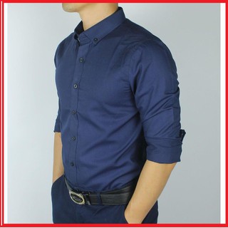 Áo nam Sơ mi dài tay nam chất đẹp màu xanh than