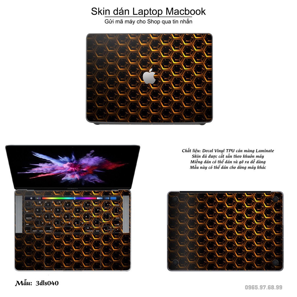 Skin dán Macbook mẫu 3D Green (đã cắt sẵn, inbox mã máy cho shop)