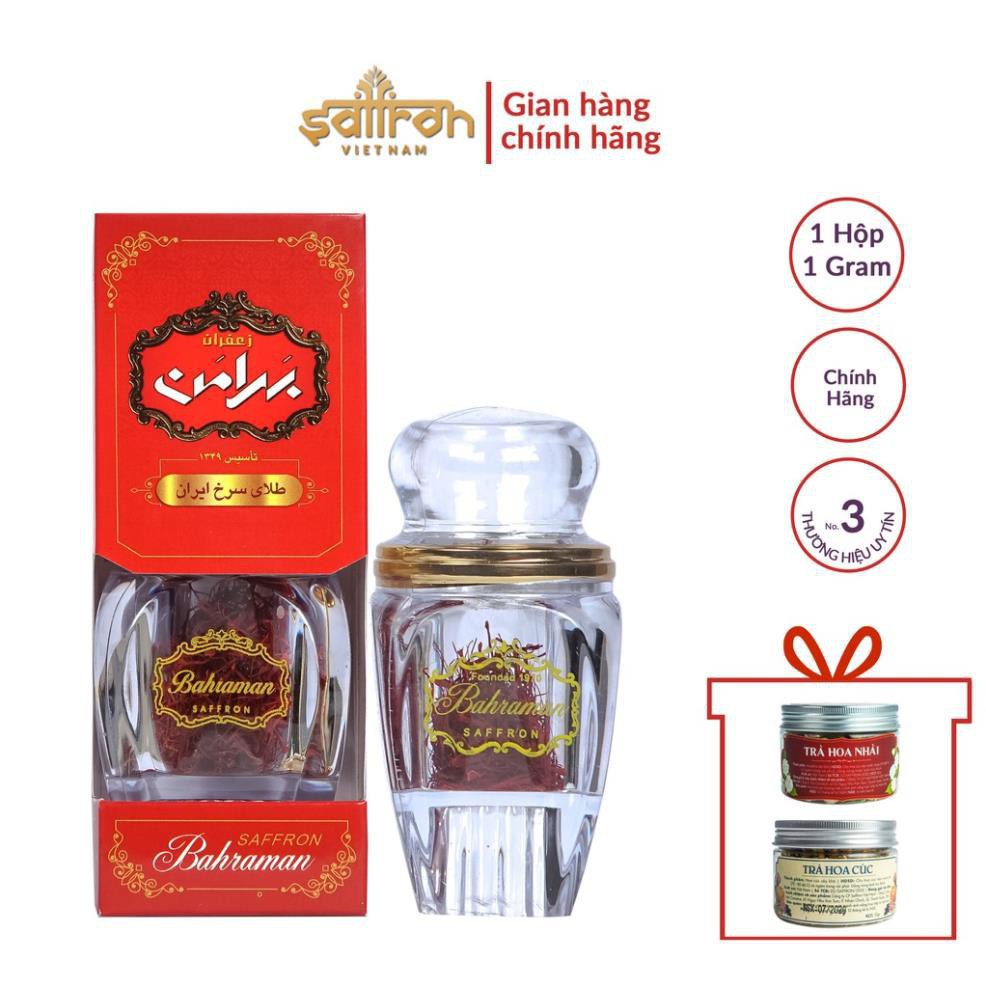 Nhụy Hoa Nghệ Tây Saffron Bahraman 1 Gram/hộp tặng kèm hoa cúc và hoa nhài 10 gram/lọ T1122 Teppi1 T1122