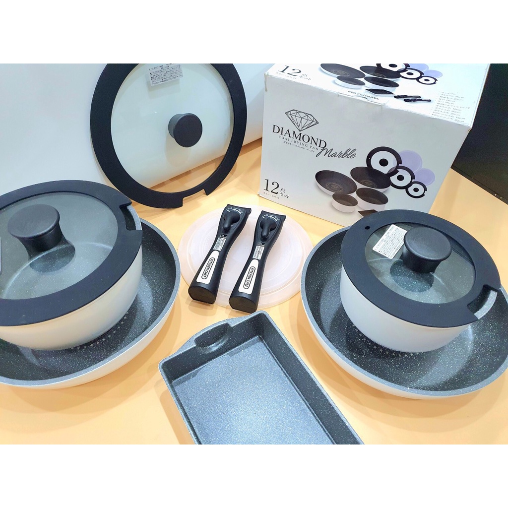BỘ NỒI CHỐNG DÍNH 12 MÓN KITCHEN CHEF IRIS OHYAMA NHẬT BẢN