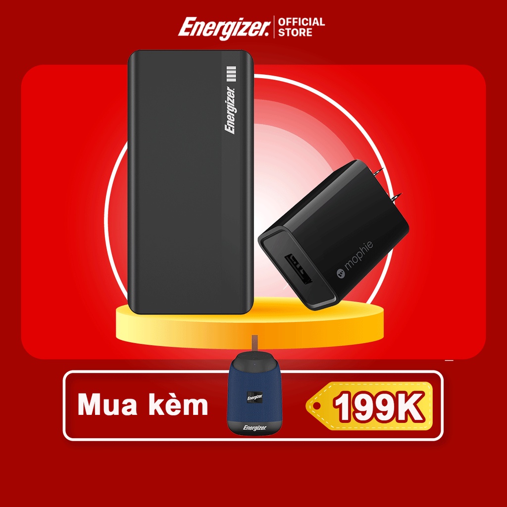 Combo pin dự phòng Energizer 10000mAh UE10054 + Cốc sạc Mophie 10W - Hàng chính hãng, Bảo hành 2 năm 1 đổi 1