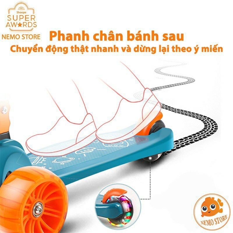 Xe trượt Scooter gà 2 in 1, có nhạc có đèn